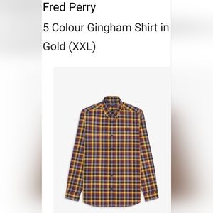 Men's Fred Perry 5 Color Gingham Long Sleeve Shirt In Gold Size XXL